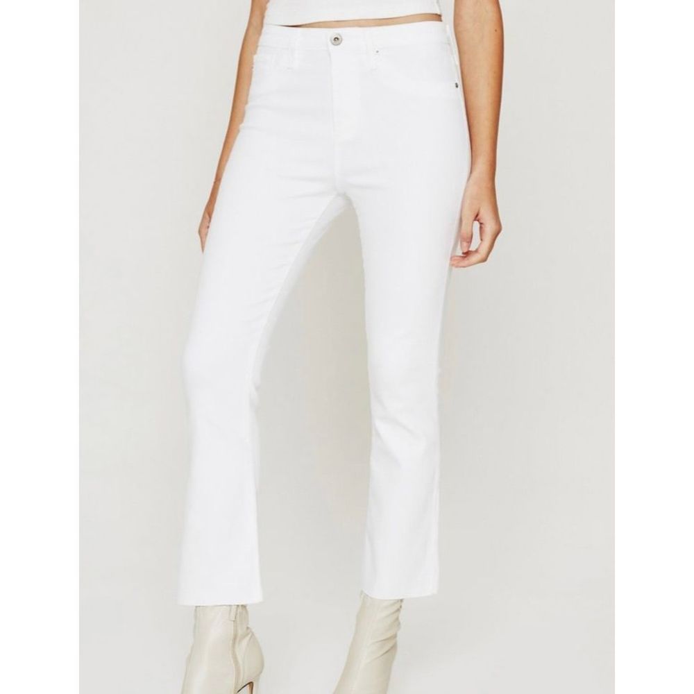 Adriano Goldschmied Women's Fresh White Stretch Slim Flare Crop Jeans